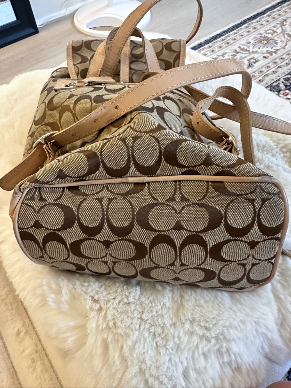Vintage Coach Signature Canvas Mini Backpack | No. J92-6934 | Khaki/Tan - Picture 11 of 14